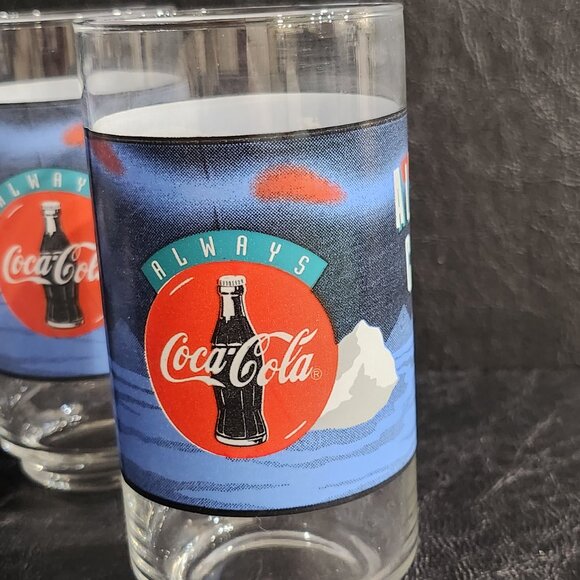 Set of 6 1980's 16 oz Always Cool Coca-Cola, Polar Bear Glass - Picture 5 of 7